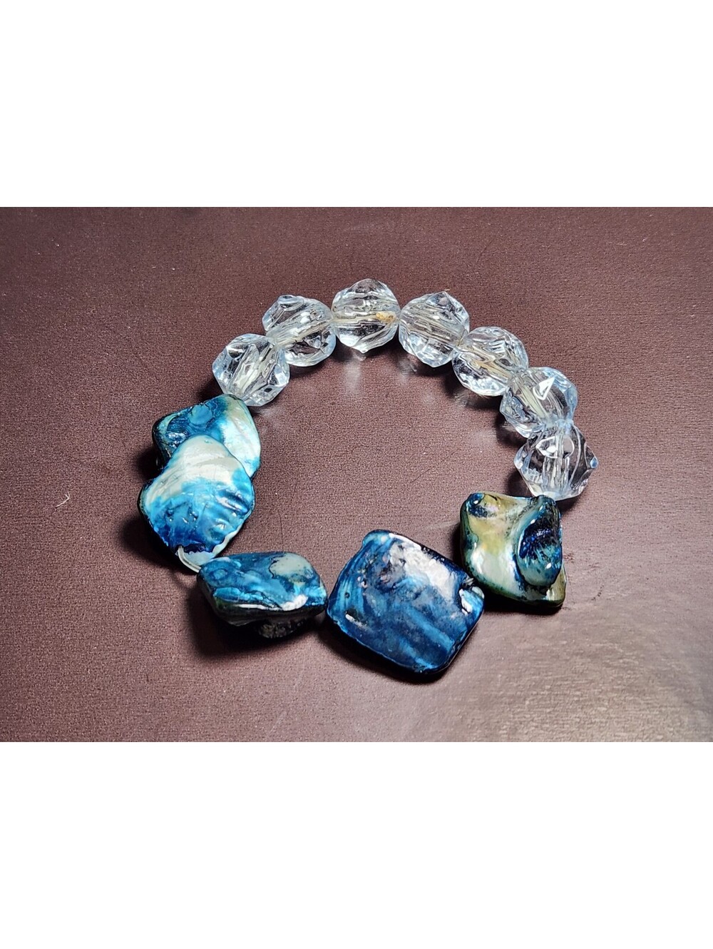 Costume Jewelry Stretch Bracelet with Beads (Blue, Crystal)